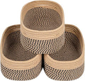 CubesLand Small Baskets, Storage Baskets for Organizing Shelves, Rectangular Woven Storage Baskets Natural Cotton Rope Toy Storage Bins Closet Baby Baskets Empty Gifts Baskets Camel/Mixed Black