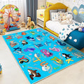 Kids Rugs for Playroom, 4x5 Ft Ocean Rug Baby Play Mat ABC Alphabet Rug Soft Machine Washable Non-Slip Educational Carpet for Classroom Toddler Nursery Kids Room Decor, Blue