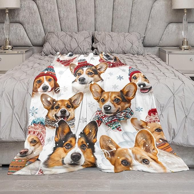 Corgi Blanket Funny Corgi Dog Gifts for Girls Boys Woman Kids Cute Corgis Lover Bear Throw Blankets Soft Blanket Warm Fleece Flannel Plush Blankets for Bed Sofa Couch 50"x60"
