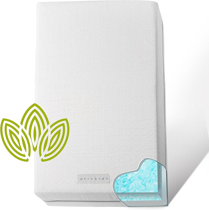 Organic Cotton Dual-Sided Crib Mattress | 2-Stage Premium Memory Foam CertiPUR-US Hypoallergenic Baby Mattress, Firm Support for Infant, Cooling Gel for Toddler, Waterproof Washable Cover, 52x27.5x5.5