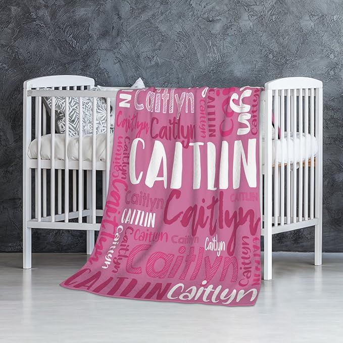 Dr.TOUGH Personalized Blankets with Name Customized Baby Blankets for Girls Boys Adults Monogrammed Blankets and Throws Christmas Birthday Mothers Fathers Valentines Day Gift (Petal Pink,30''×40'')