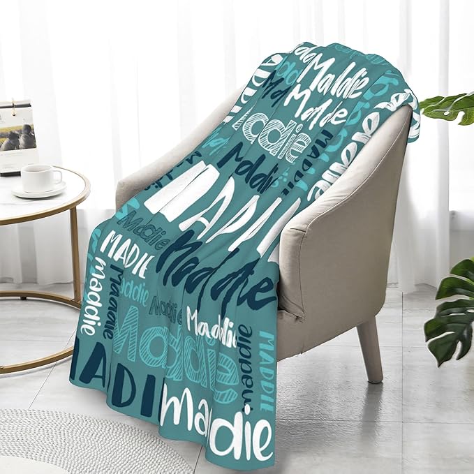Dr.TOUGH Personalized Blankets with Name Customized Baby Blankets for Girls Boys Adults Monogrammed Blankets and Throws Christmas Birthday Mothers Fathers Valentines Day Gift (Blue Bird,50''×60'')