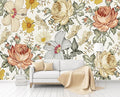 Vintage Floral Wallpaper Pink and Yellow Peony Flower Wall Mural for Living Room Bedroom（Not Peel and Stick）