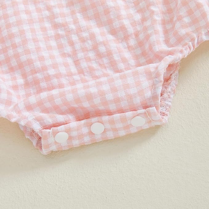 Amiblvowa Baby Girl Valentines Day Outfit Embroidery Love Heart Smocked Bubble Romper Bodysuit Cute Infant Newborn Clothes