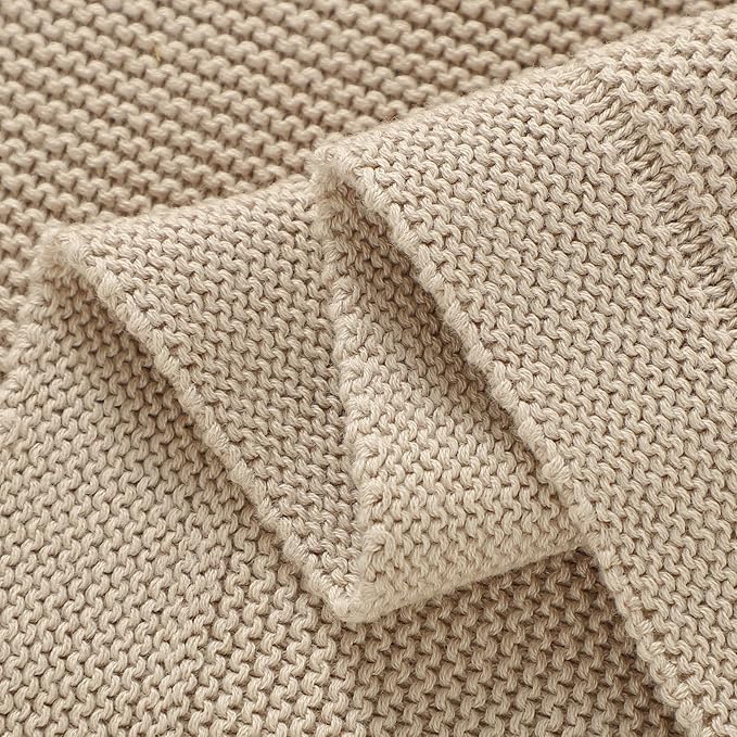 Baby Blanket 30 x 40 Inch Soft Knit for Boys & Girls Cotton Nursery Swaddling Blankets Toddler Knitted Crochet Receiving Crib