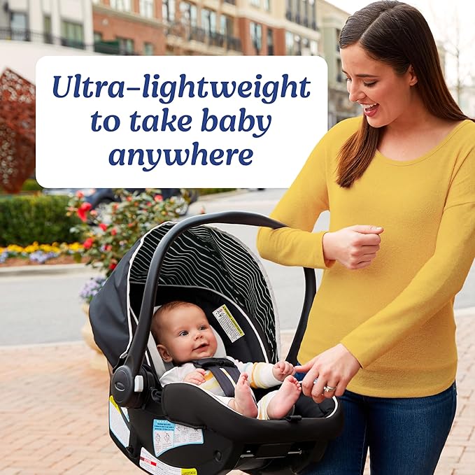 Graco SnugRide Lite LX Infant Car Seat, Lightweight Rear-Facing Seat for Babies 4–30 lb, 4-Position Adjustable Base, LATCH Installation & ProtectPlus Engineered, Studio