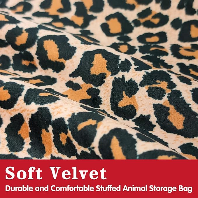 Jorbest Stuffed Animal Storage Bean Bag Chair Cover for Kids and Adults, Luxury Velvet Bean Bag Stuffed Animal Storage, Leopard Print Covers Only without Filling (200 L/52 Gal)