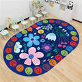 Kids Educational Oval Rug, 6x8ft, ABC Alphabet Learning Play Mat, Cute Colorful Flowers Plants Designs Rugs, Non-Slip Washable Carpet for Bedside Boys Girls Teens Room Nursery Decor Floor Mat