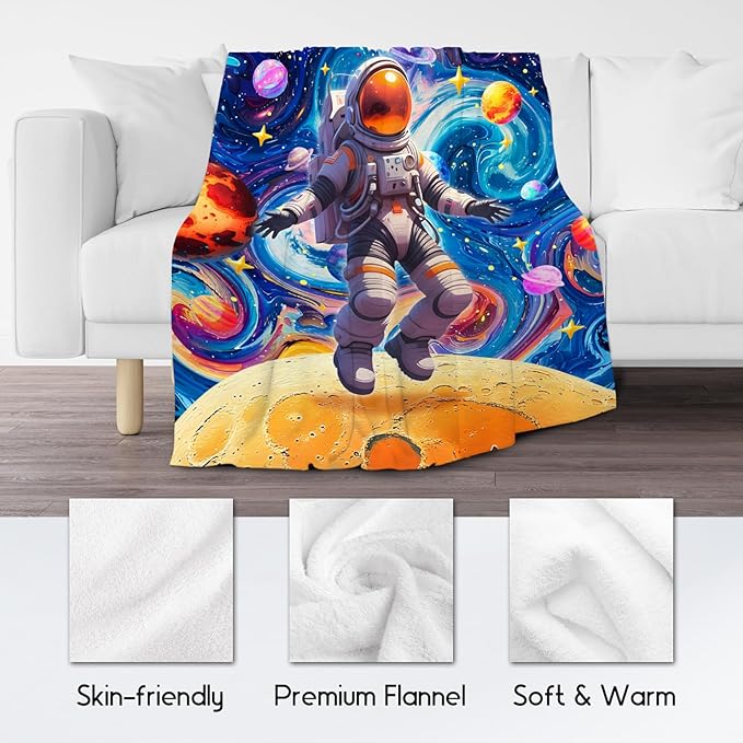 Blankets for Boys - Planet Blanket for Kids/Teens - Comfy Cozy Flannel Throws for Couch, Office - 40"x50"