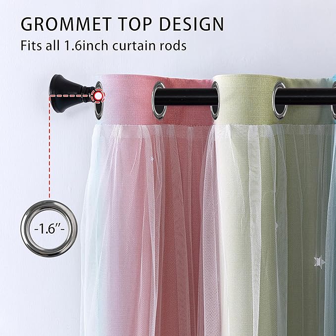 XiDi Curtains for Girls Bedroom, Girls Room Decro Blackout Curtains for Kids Room, Colorful Rainbow Curtains, Unicorn Wall Decor Ombre Curtains, Princess Curtains 72 Inches Long Pink/Blue