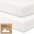 2-Pack Waterproof Crib Sheets for Girl, Boy - Organic Cotton 52X28 Fitted Crib Sheets Neutral,Crib Mattress Protector Sheets,Soft Toddler Bed Sheets,Washable Infant Fitted Baby Crib Sheets(Soft White)