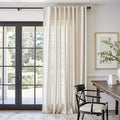 jinchan Beige Linen Blend Curtain 90 Inches Length 1 Panel for Bedroom Living Room, Light Filtering 84 Inches Wide Natural Farmhouse Drape with Rod Pocket Back Tab (84W x 90L, Ecru)