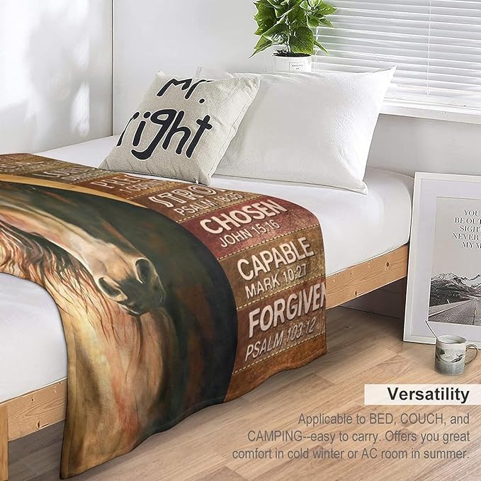 Horse Blanket Gifts for Girls, Women, Men, Kids, Adults - Soft Warm Cozy Fleece Throw for Couch, Sofa, Bed 50"x60"
