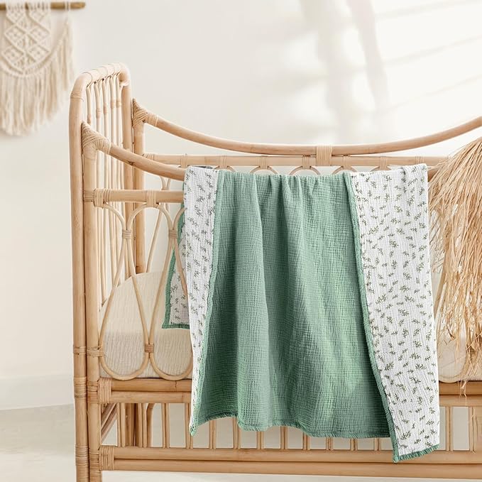 lulumoon Muslin Quilt Blanket, Crib Blanket for Baby and Toddler,47x47 Inches(Lotusleaf Tree)