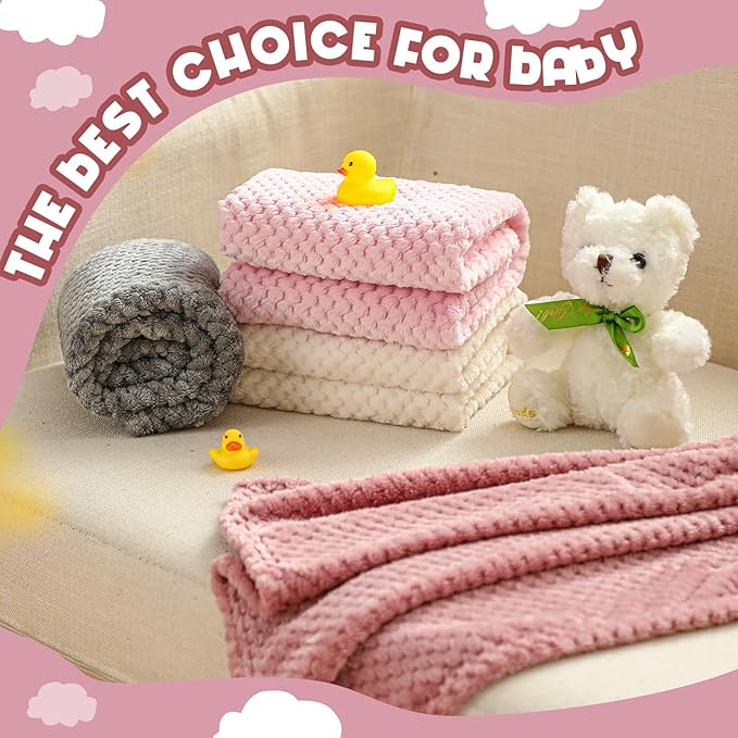 Frienda 4 Pcs Baby Fuzzy Blanket Fluffy Baby Blanket for Boys Girls Soft Warm Infant Newborn Toddler Receiving Nursery Bed Supplies, 32 x 24 Inch(Lovely Color)