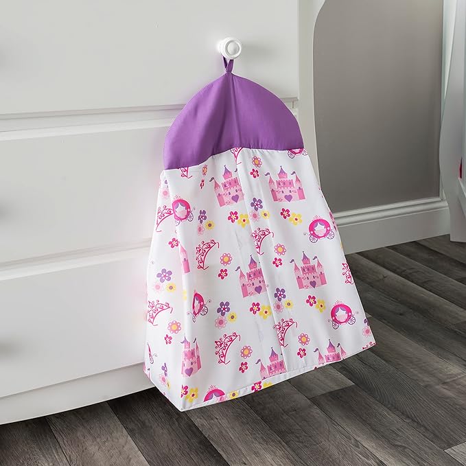 EVERYDAY KIDS 4 Piece Girls Crib Bedding Set -Princess Storyland - Includes Quilt, Fitted Sheet, Dust Ruffle and Diaper Stacker - Nursery Bedding Set - Baby Crib Bedding Set