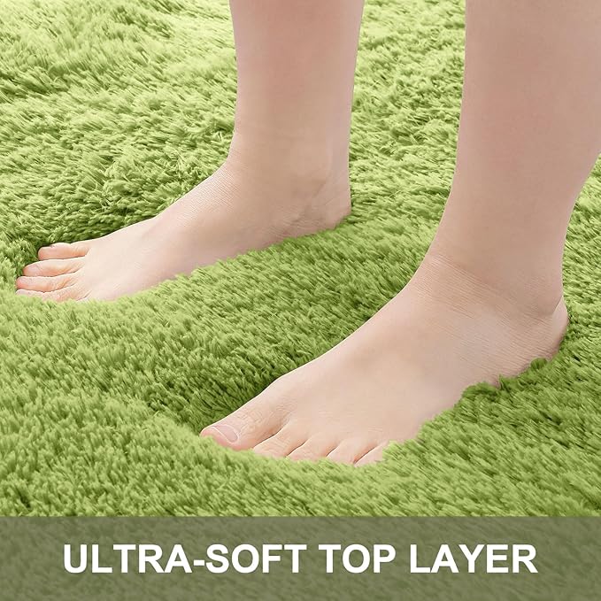 OLANLY 5x7 Machine Washable Large Area Rugs for Living Room, Bedroom, Soft Fluffy Shaggy Bedside Rug, Indoor Floor Carpet for Kids Girls and Boys, Dorms, Nursery, Home Decor Aesthetic, Grass Green