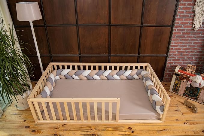 Montessori Floor Bed Small Size 52x27,5"/ Height 18.90'' | Pine Tree Toddler Bed Frame, Wood Bed Frame | Gift for Kids Room Decor (Small)