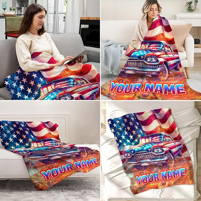 Custom Blanket for Gifts - 30" x 40" Inches Comfort Kids Car Blanket for Boys - Aesthetic Lightweight Soft Throws for Couch, Lap