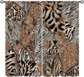 Leopard Print Curtains, Brown Wild Cheetah Zebra Animal Fur Farmhouse Window Curtains for Bedroom Kitchen Living Room 42" W X 63" L