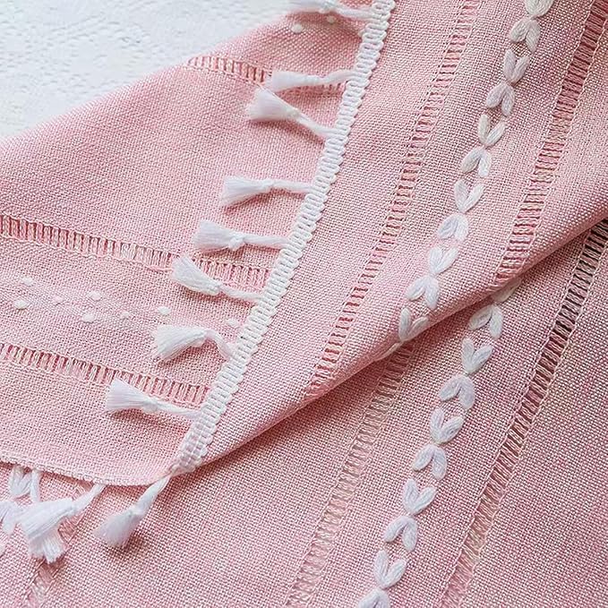 Deeprove Blush Pink Boho Curtains 108 inches Length for Girls Nursery Bedroom, Home Decor Privacy, Bohemian Semi-Blackout Window Treatment Tassel Drape 108 inches Long (1 Panel, W52 x L108)