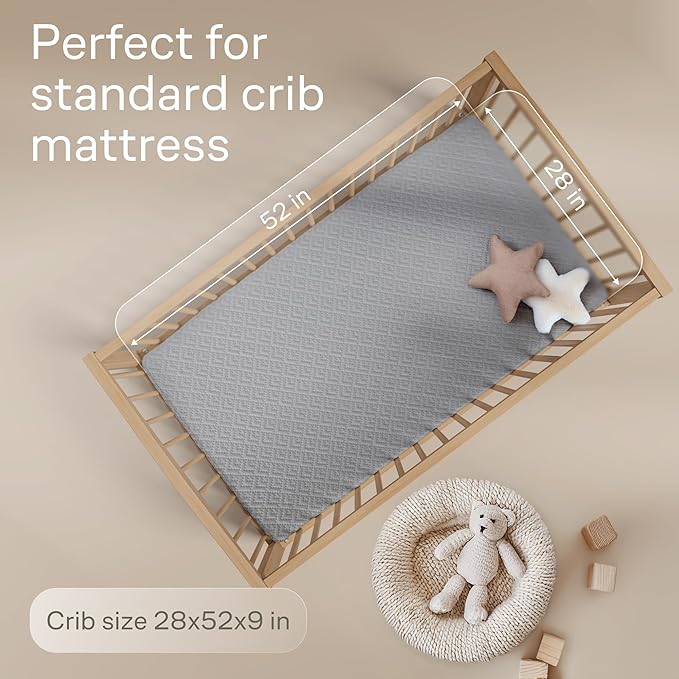 Niagara 1 Pack Viscose Made from Bamboo 100% Waterproof Crib Mattress Protector, Soft Breathable Crib Mattress Protector with Deep Pocket, Crib Mattress Pad for Toddler and Baby (52x28, Grey)