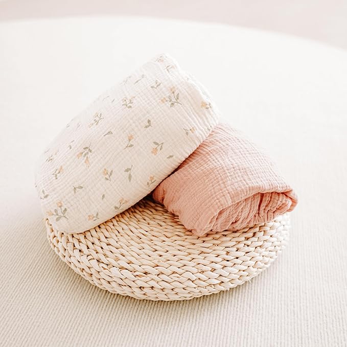 Muslin Cotton Crib Sheets - Neutral Fitted Sheets for Standard Crib& Toddler Mattress Soft and Breathable Baby Sheets for Boys and Girls - 28"x52"