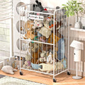 250L Stuffed Animal Organizer Plush Toy Storage Organizer Toy Storage Basket, Kids Toy Storage Bins with Wheels, Metal Frame and Elastic Cord Design, Suitable for Storage of Any Stuff