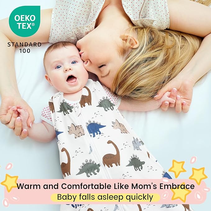 david's kids 3 Pack Warm Micro Fleece Baby Sleep Sack 12-18 Months, Soft Baby Wearable Blankets with 2-Way Zipper, Comfy Winter Sleeping Bags for Toddler Boys Girls Neutral, Large Size, Dinosaur