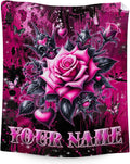 Personalized Rose Stylish Flower Blanket - Custom 50" x 60" Girls Throw Blankets for Women - Fluffy Plush Throws for Mom