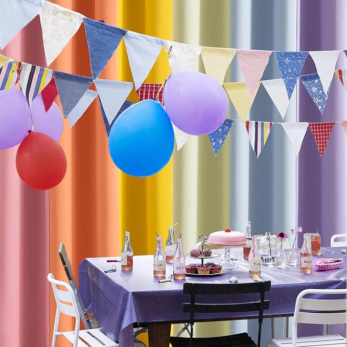 Rainbow Curtains Made with a Patchwork of Pink, Orange, Yellow, Green, Blue, and Purple for Kids Bedroom Blackout Colored Curtains for Bedroom Classroom (2 Panels, W52 X L90)