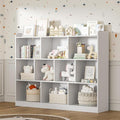 White Bookshelf, Wood Bookcase with 3 Tier Open Shelves, 10-Cube Minimalist Storage Shelf for Living Room, Bedroom, 43.3" W x 35.4" H