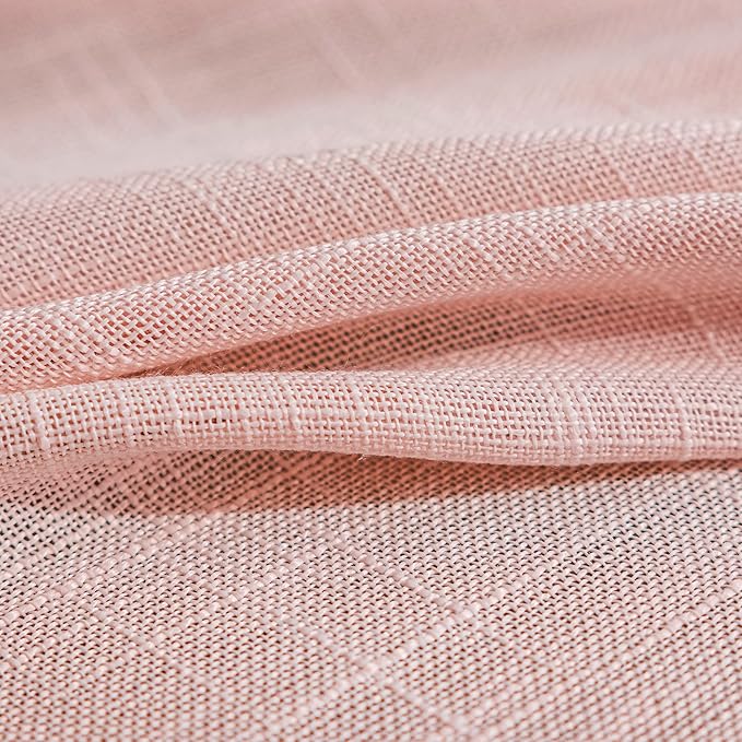 FMFUNCTEX Linen Semi Sheer Curtains for Living Room, Blush Pink Curtains 108 Inches Long for Bedroom, Farmhouse Sheer Extra Long Drapes, Light Filtering Windows Curtain Panels, Grommet Top 2 Panels
