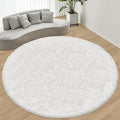 8 ft Round Fluffy Large White Rug for bedroom,Tie Dyed Furry Round Carpet Non Slip Fuzzy Shaggy Plush Circle Big Area Rug for living room Room Nursery Room Playroom Kids Room Home Decor Washable