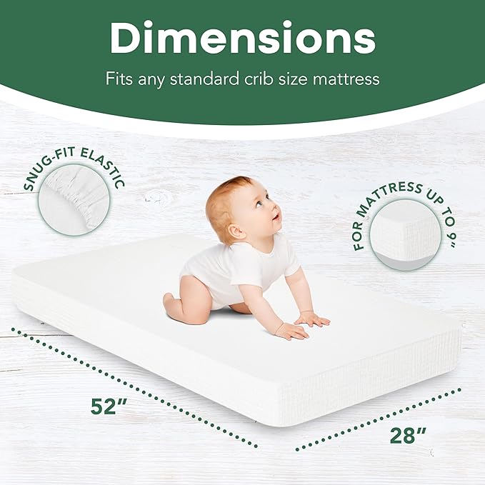 2 Pack | Extra Soft Muslin Fitted Crib Sheets 100% Organic Cotton Baby Crib Sheets for Standard Crib Mattress | 28 X 52 Inches