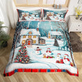 Manfei Christmas Duvet Cover Set King Size, Cute Snowman Xmas Tree Bedding Set for Kids Boy Girls Room Decor, New Year Theme Comforter Cover, Lightweight Bedspread Cover, 2 Pillowcases, No Comforter