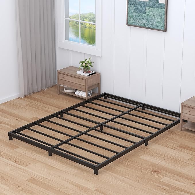 3 inch Cal King Bed Frame Low Profile, California King Bed Frames No Box Spring Needed, Heavy Duty Metal, Easy Assembly, Black