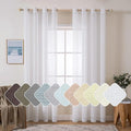 MIULEE 2 Panels 84 Inch Farmhouse Linen Sheer Window Curtains - Elegant Solid White Drapes With Grommet Top - Linen Textured Voile for Bedroom Living Room (52 X 84 Inch)