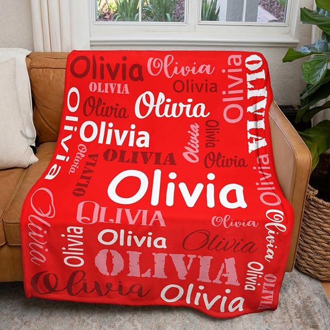 Gudina Personalized Name Blankets and Throws, Custom Blanket with Name, Personalized Christmas Blanket Gifts for Women Men