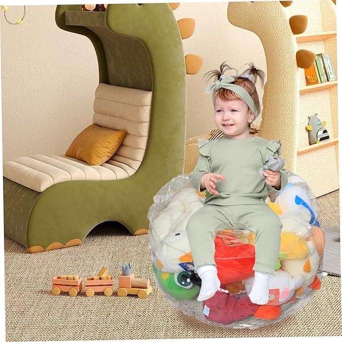 Bean Bag Stuffed Animal Storage Waterproof PVC Clear Bean Bag with Zipper Stuffable for Kids Toddler Chair for Organizing Kids Rooms for Stuffed Animals Storage, Animal Ba