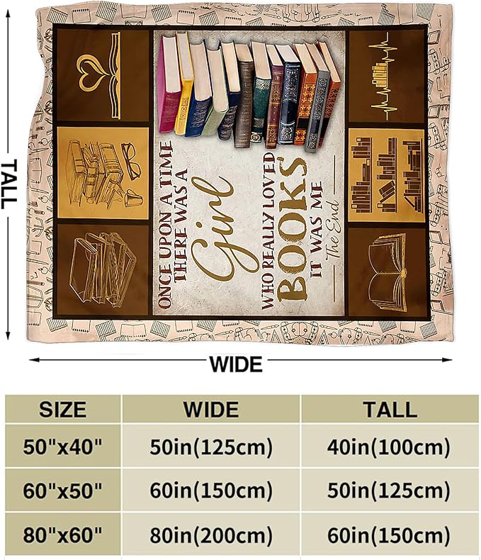 jerkboo Books Reading Blanket Throws Reading Gifts Reading Throw Blanket for Girls Kids Adults Soft Warm Cozy Fleece Blanket for Couch Sofa Bed 50""x40""