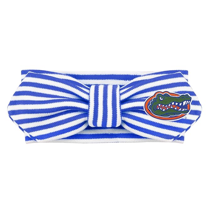 Creative Knitwear Florida Gators Infant Girls Royal/White Striped Hair Knot Headband Embroidered Logo - Size Newborn - 4T