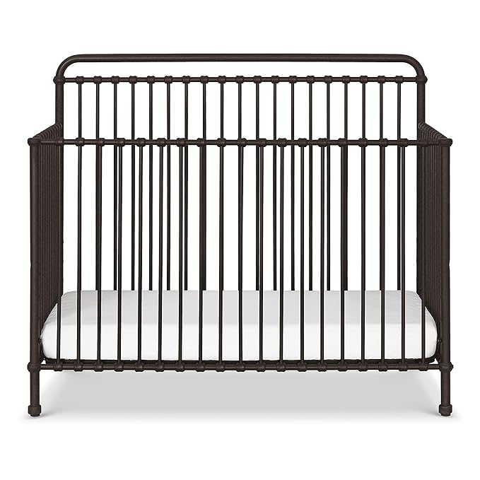 Namesake Winston 4-in-1 Metal Baby Crib Convertible to Toddler Bed & Daybed & Full-Size Bed - GREENGUARD Gold Certified - 4 Adjustable Mattress Heights - Conversion Kit Sold Separately - Vintage Iron