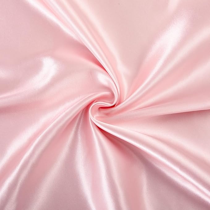 SiinvdaBZX 2-Piece Set Satin Crib Sheets & Crib Bed Skirt, 52" x 28" Silky Soft Ruffled Baby Crib Skirt with Adjustable Elastic 14" Drop, Fit for Standard Crib & Toddler Bedding (Pink)