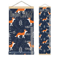 Kids Growth Chart Ruler for Wall Wood Frame Height Measure Chart 13.4x56 in Linen Hanging Height Growth Chart Small Foxes Kids Room Decor