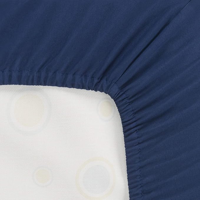 EVERYDAY KIDS 4 Pc Crib Bedding for Boys Nursery Set Includes Baby Bed Quilt, Fitted Sheet, Dust Ruffle and Diaper Stacker- Nursery Bedding Set - Baby Crib Bedding Set in Navy