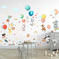 Hot Air Balloon Wall Decals by Lipastick - Peel and Stick Animal Stickers Raccoon, Fox, Koala, Panda for Kids Room, Nursery, Playroom, Bedroom - Removable Wall Decor for Boys, Girls, Babies - L Size