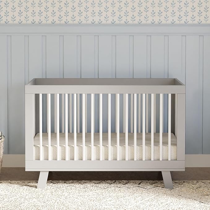 Babyletto Hudson 3-in-1 Convertible Baby Crib with Toddler Bed & Daybed Conversion - Strong, Durable & Easy to Assemble - GREENGUARD Gold Certified w/ 4 Adjustable Mattress Heights - Grey and White