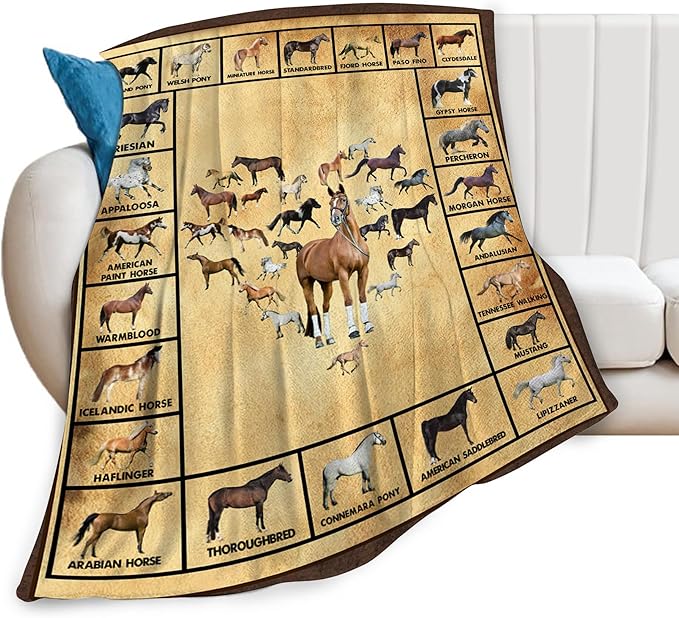 Horse Blanket Throws Horse Gifts Horses Throw Blanket for Girls Boys Kids Adults Soft Warm Cozy Fleece Blanket for Couch Sofa Bed 50"x40"