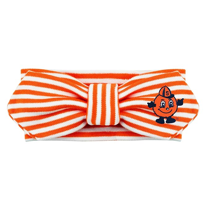 Creative Knitwear Syracuse Orange Infant Girls Orange/White Striped Hair Knot Headband Embroidered Logo - Size Newborn - 4T